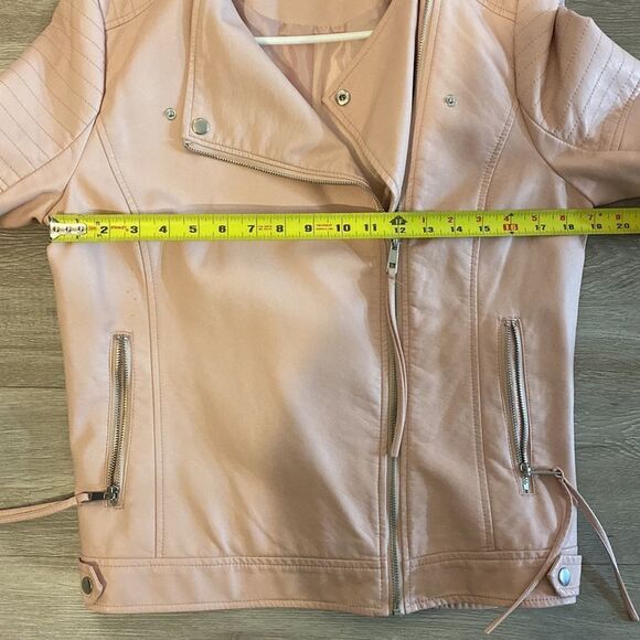 Womens Simply Styled Large Light Pink Blush Faux Leather Jacket - Size Large - Picture 12 of 13